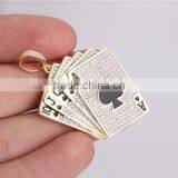 Newest Model Hip Hop Playing Card Pendant 10k Gold Plating Two Tone Jewerly thumbnail-4