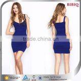 Wholesale Fancy Quinceanera Dresses Spaghetti Strap Sexy Backless Dress Blue Cheap Fashion Bandage Dresses for Work in Office thumbnail-1