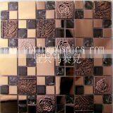 Metal and resin mix crystal glass mosaic kitchen backsplash bathroom wall tile