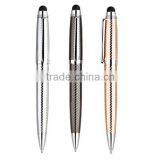 engraved pen barrel 2 in 1 high quality twist metal ball pen with stylus touch pen