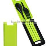 Practical 3 Pieces Pack Green Plastic Kitchenware Kid's Flatware Sets thumbnail-4