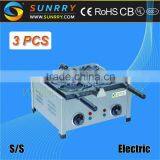 Hot Sale Commercial Electric 3 Pcs of Belgian Fish Waffle Mix Maker