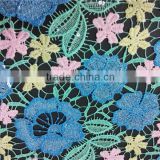 Latest fashion colourful &guipure thin style water -soluble embroidery costume fabric