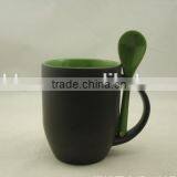 Creative Magic 11 oz Color Changing Matte Outer Black and Inner Color Ceramic Coffee Mug Eiyh Inserting Spoon thumbnail-1