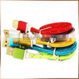 Golden Color Micro Flat Braided Cable For Android SmartPhone Textile Fabric Woven Cable thumbnail-4