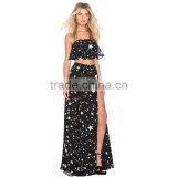Attractive Latest Design Chiffon Print Crop Top and Skirt Sets With Slit Design DME-8098
