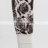 F5W30163 Women Contrast Waistband Floral Knit Trousers thumbnail-6