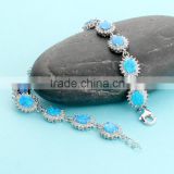 925 Sterling Silver Blue Opal Handmade Bracelet SBI184W thumbnail-6