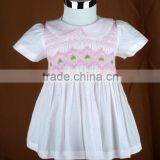 Pink Stripe Seersucker Smocked Children Clothing Wholesale thumbnail-3