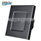 2 Gang Brushed Aluminum Electronic Light Switch