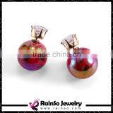 Oiled Painting 1.5cm Round Resin Balls Zircon Double Sides Earrings thumbnail-1