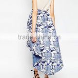New Designs Detachable Skirt Prom Dresses With Short Front Long Back in Floral Jacquard Fabric Printing SK028