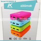 Top Quality 2 USB Output Ports 4 Colors Available 6000mah Power Bank With Mirror With Torch Light