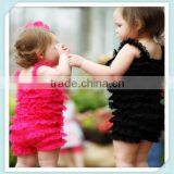 Lace Hem Hot Pink Black Rompers Jumpsuits Wholesale Baby Lace Romper Solid Ruffle Petti Romper Posh Girls Lace Romper for Kids thumbnail-1