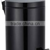 5 Liter/1.3 Gallon Round Step Color Pedal Metal Trash Bin, Stainless Steel Trash Can (Black) thumbnail-2