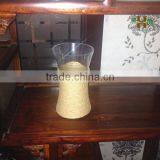 Wholesale Different Types Hand Made Clear Glass Vase,Paper Rope Decoration Glass Vase thumbnail-3