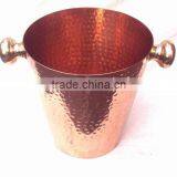 100% COPPER HAMMERED FINISH WINE COOLER BUCKET WITH BRASS HANDLE thumbnail-4
