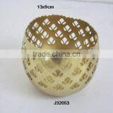 Aluminium Votive With Hand Cut Patterns and Fluted Edges in Brass Finish Can be Made in Other Finish thumbnail-1