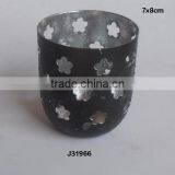 Metal Votive Made in Iron Two Tone Colour Black and Silver thumbnail-1