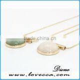 Synthetic Turquoise Gemstone Necklace Jewelry With Gold Plated Chain thumbnail-4