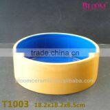 Insulated Yellow Porcelain Dog Food Bowl thumbnail-1