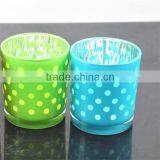 Orange Dotted Glass Candle Holder