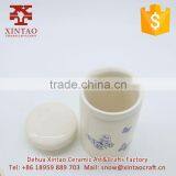 Factory Supply Hand Painted White Cookie Jar With Butterfly thumbnail-2