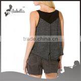 Triangle Crop Top Tank Gym Shark Tank Tops With Black Mesh Panel thumbnail-3