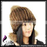 CX-C-72 Knitted Women Winter Hat,Russian Knitted Mink Fur Winter Hat thumbnail-1