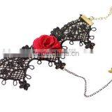 Beautiful Rose Charm Jewelry Sets Lace Flower Bracelet Wrap With Diamond Ring thumbnail-4