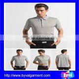 Custom 100% Polyester Pique Men Gray Striped Polo Middle Age Men Polo Shirts thumbnail-1