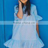 Sky Blue Plaid New Model Girl Dress Fashion Childrens Plus Size Dresses thumbnail-3