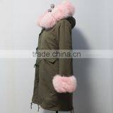 Myfur Baby Pink Thick Part Fox Fur Trimmed Luxury Ladies Fashion Long Parka thumbnail-3