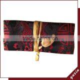 Blck Silky Jewelry Roll or Cosmetic Roll Travel Pouch Organizer JR009 thumbnail-1