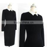 Fashion Double-breasted Lady Long Sleeve Formal Collar Pencil Dress For Office Design Formal Dress thumbnail-3
