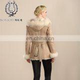 Stylish Sheep Fur & Skin Jacket Real Animal Fur Coat With Cap Leather Jacket For Women thumbnail-2