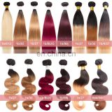 xuchang Fuxin 100% Brazilian human hair extensions two tone ombre colored hair weave bundles body wave silk staight