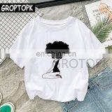 Cool Melanin Black Girl Personalized Digital Printing White Round Neck T-shirt European and American Trend thumbnail-4