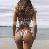2019 New Steel Plate Bikini Print Gathered Ladies Swimwear Split With Chest Pad Hot Sale Net Red Swimsuit thumbnail-6