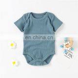 Envelope Short Sleeve Snap Crotch Knitted Baby Bodysuit Romper thumbnail-3