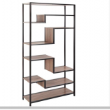 61.8 In. Light Brown/Black Metal 5-shelf Etagere Bookcase With Open Back thumbnail-2