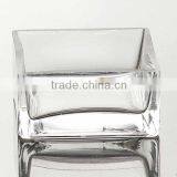 Hand Made Clear Thick Wall and Bottom Square Glass Candle Holder thumbnail-2