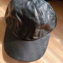 Diamond Quilting Genuine Lambskin Leather Baseball Caps thumbnail-5