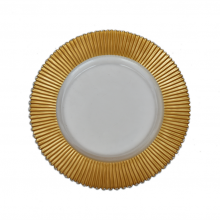 Wholesale 13 Inches Striped Glass Charger Plate With Golden Edge For Party Wedding thumbnail-1