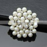 Rhinestone Crystal Wedding Bridal Flower Faux Pearl Brooch Pin thumbnail-2