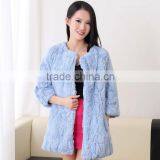 Lady's Rex Rabbit Jacket / Sex White Real Rex Rabbit Fur Coat thumbnail-3