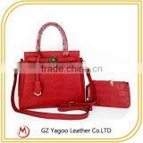 Classical Croco Ladies Handbag Set With Outside Wallet Quality Choice thumbnail-1