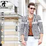 2016 New Fashion One Button Slim Fit Middle short Sleeve Design Jacket mens Blazer in Man Suit