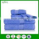 3pcs Solid Color Dobby Border 100% Cotton Bath Towel Set Blue thumbnail-3