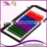 Rainbow Silk Lash Extension With Color: Red- Blue- Purple - Green